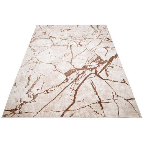 Beżowy prostokątny dywan w brązowy marmurowy wzór E7-H61