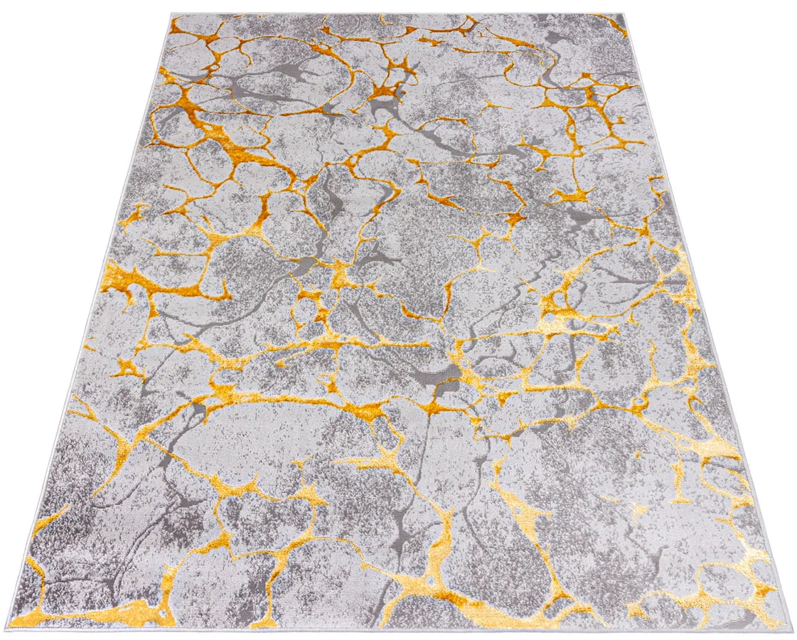 Szary marmurowy dywan ze złotem L6-G37