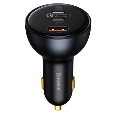 Baseus Qualcomm Quick Charge 5 Ładowarka samochodowa 2xUSB-C + USB 160W Qualcomm Quick Charge 5.0 PD 3.0