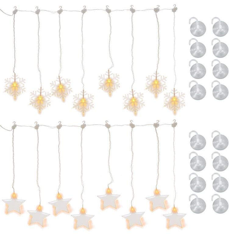 Komplet Kurtyn Świetlnych, 8 Led, Ciepła Biel, 2 Szt
