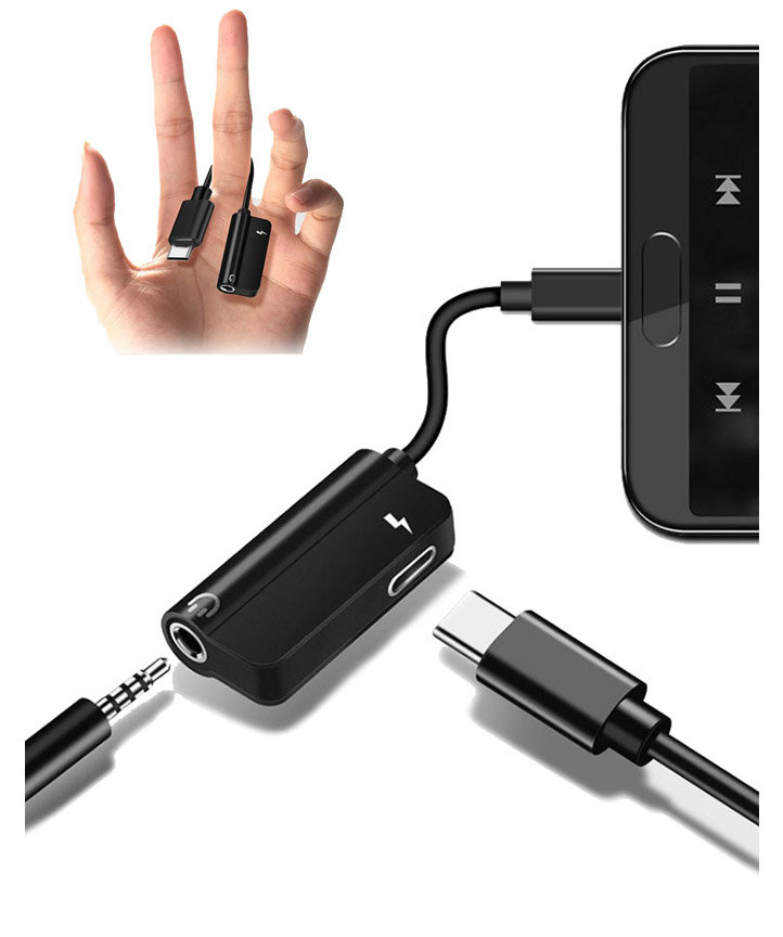 Adapter Usb-C Audio Jack 3.5Mm Usb-C Ładowanie Słuchawki