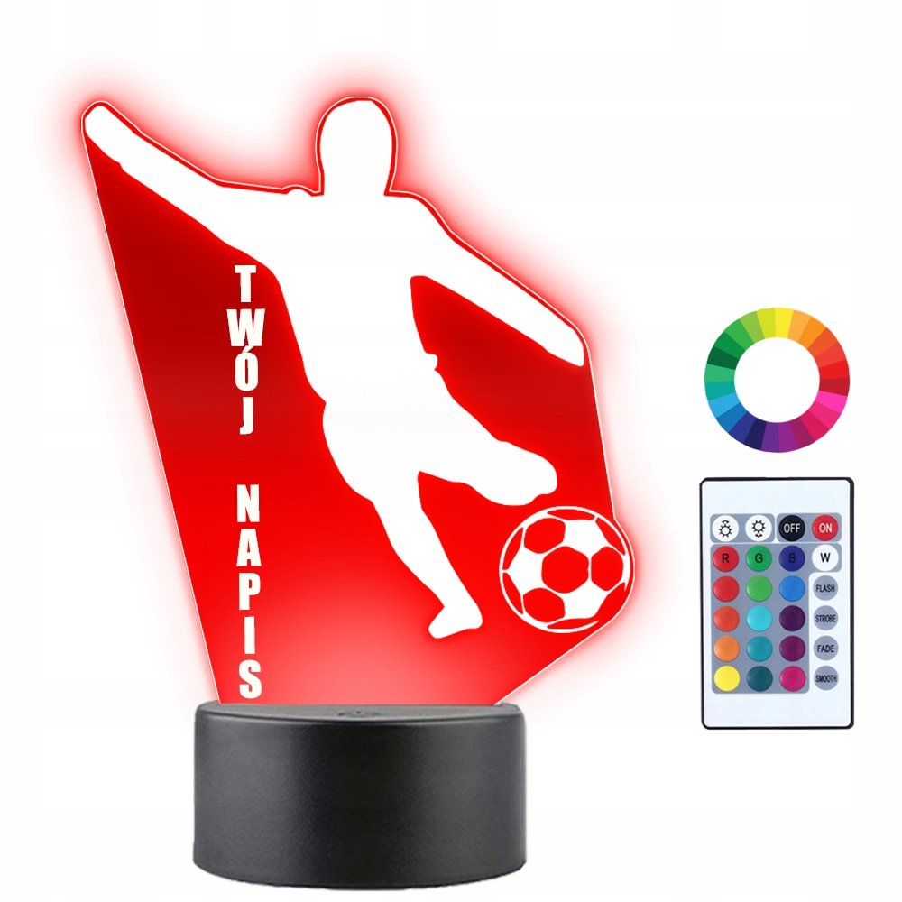 Lampka Nocna 3D LED Piłkarz Piłka Nożna Prezent