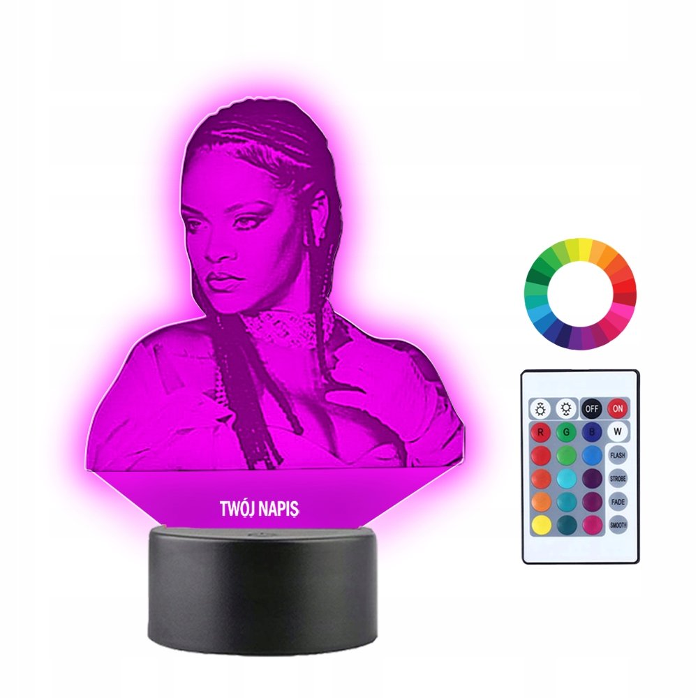 Lampka Nocna 3D LED Rihanna Muzyka Prezent