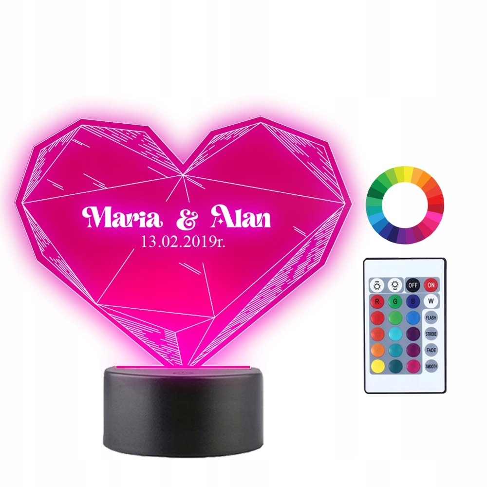 Lampka Nocna 3D LED Miłość Walentynki
