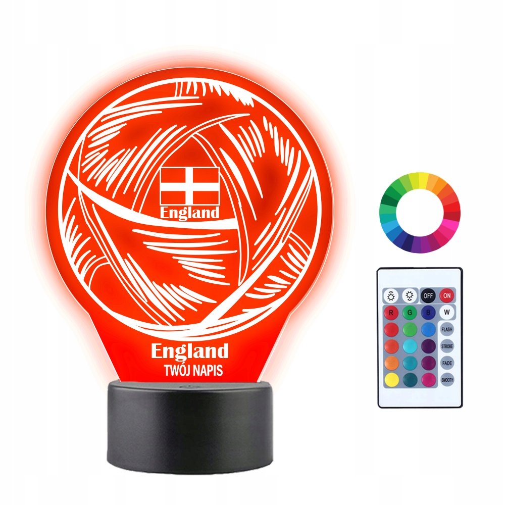 Lampka Nocna 3D LED Piłka Piłkarz Anglia