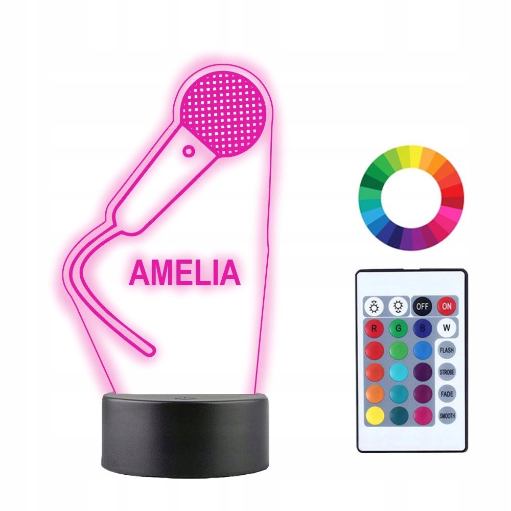 Lampka Nocna 3D LED MIKROFON PIOSENKARZ Prezent