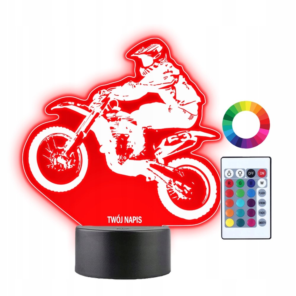 Lampka Nocna 3D LED Motocross Enduro Prezent