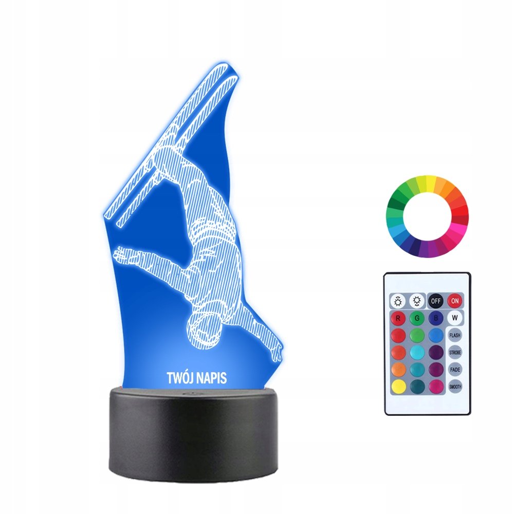 Lampka Nocna 3D Led Narciarz Narciarstwo Prezent