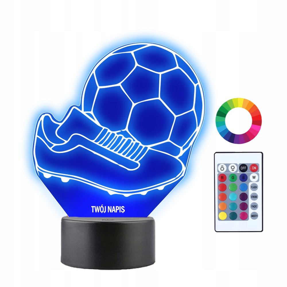 Lampka Nocna 3D Led PIŁKA NOŻNA KORKI