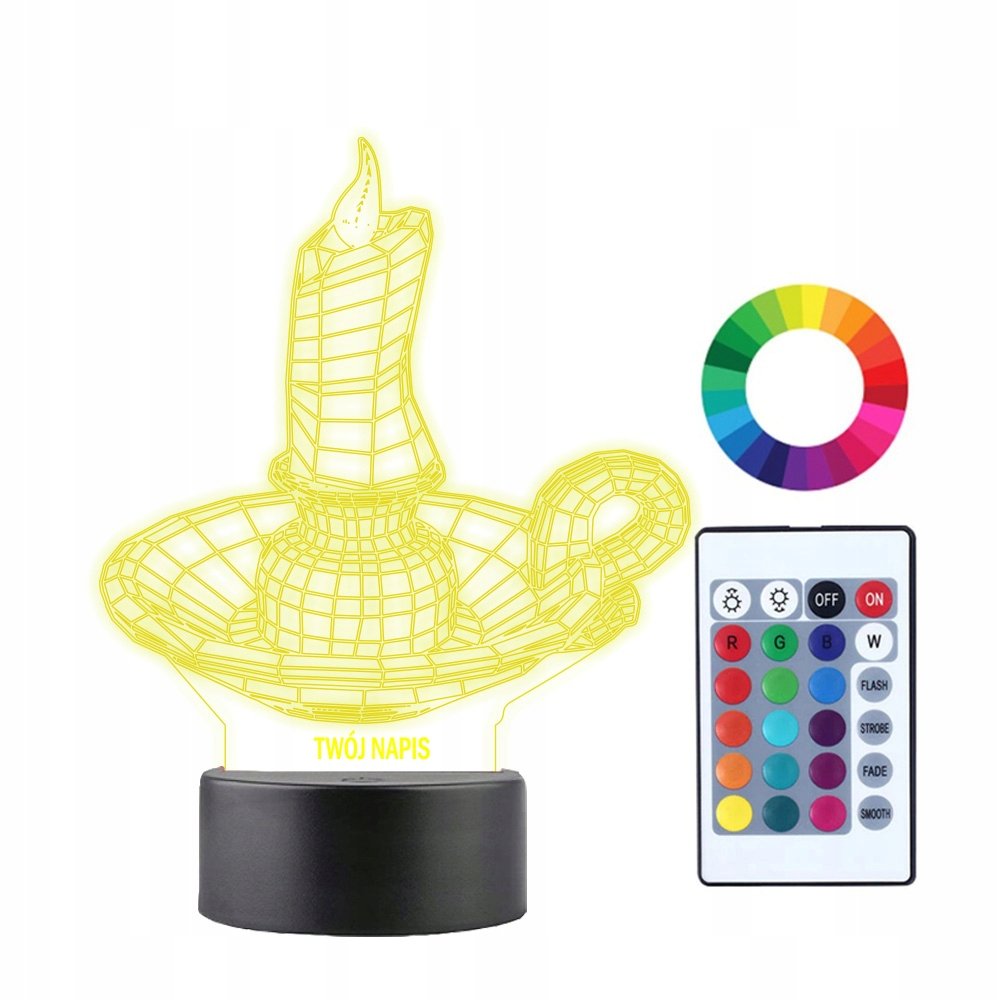 Lampka Nocna 3D LED Lampa ze Świecą Prezent