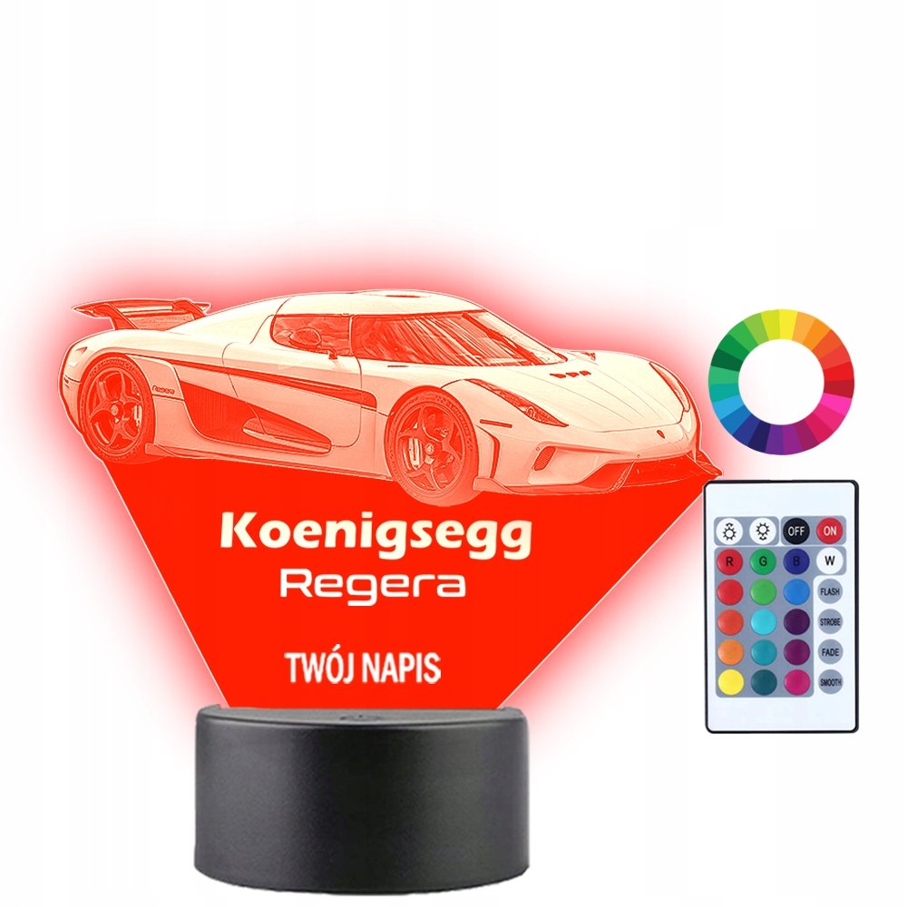 Lampka Nocna 3D LED Koenigsegg Reger Auto Prezent