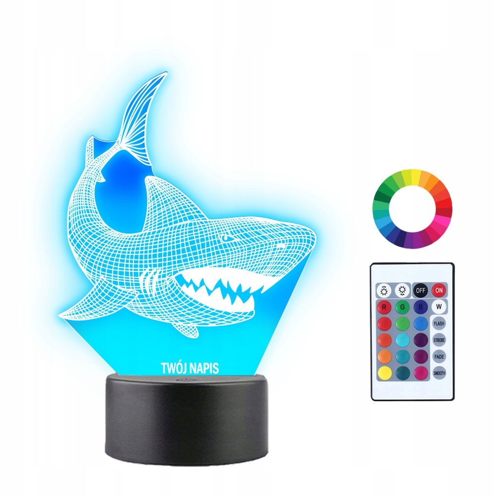 Lampka Nocna 3D LED Rekin Szczęki Prezent