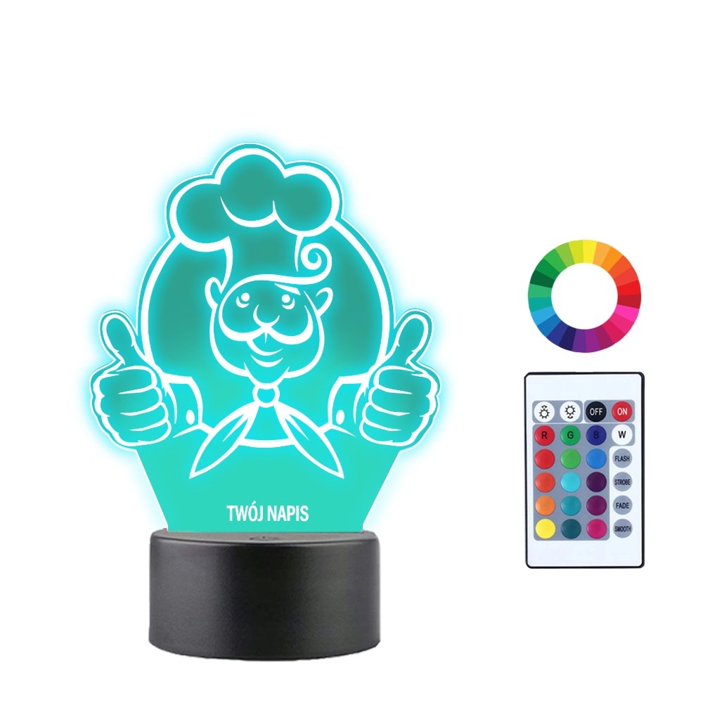 Lampka Nocna 3D LED Kucharz Gotowanie Prezent