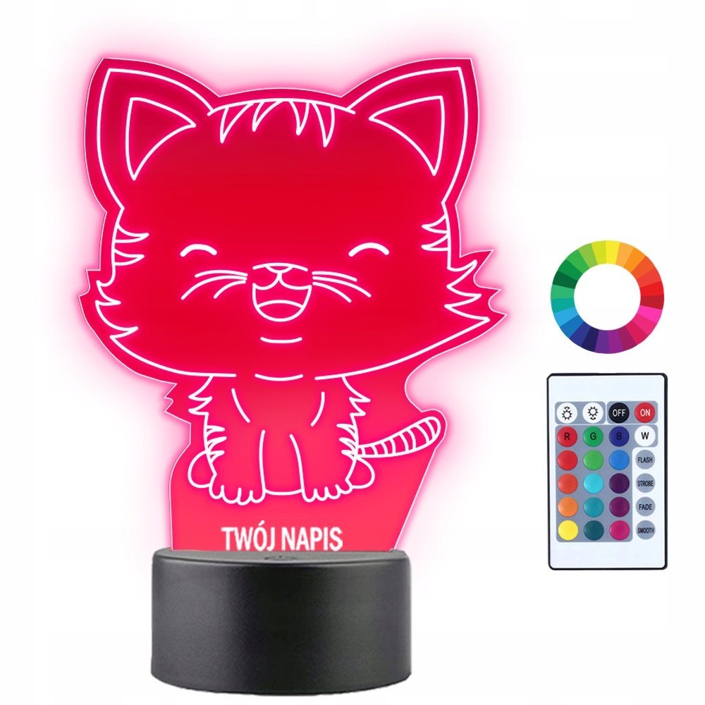 Lampka Nocna 3D LED Kot Kotek Prezent
