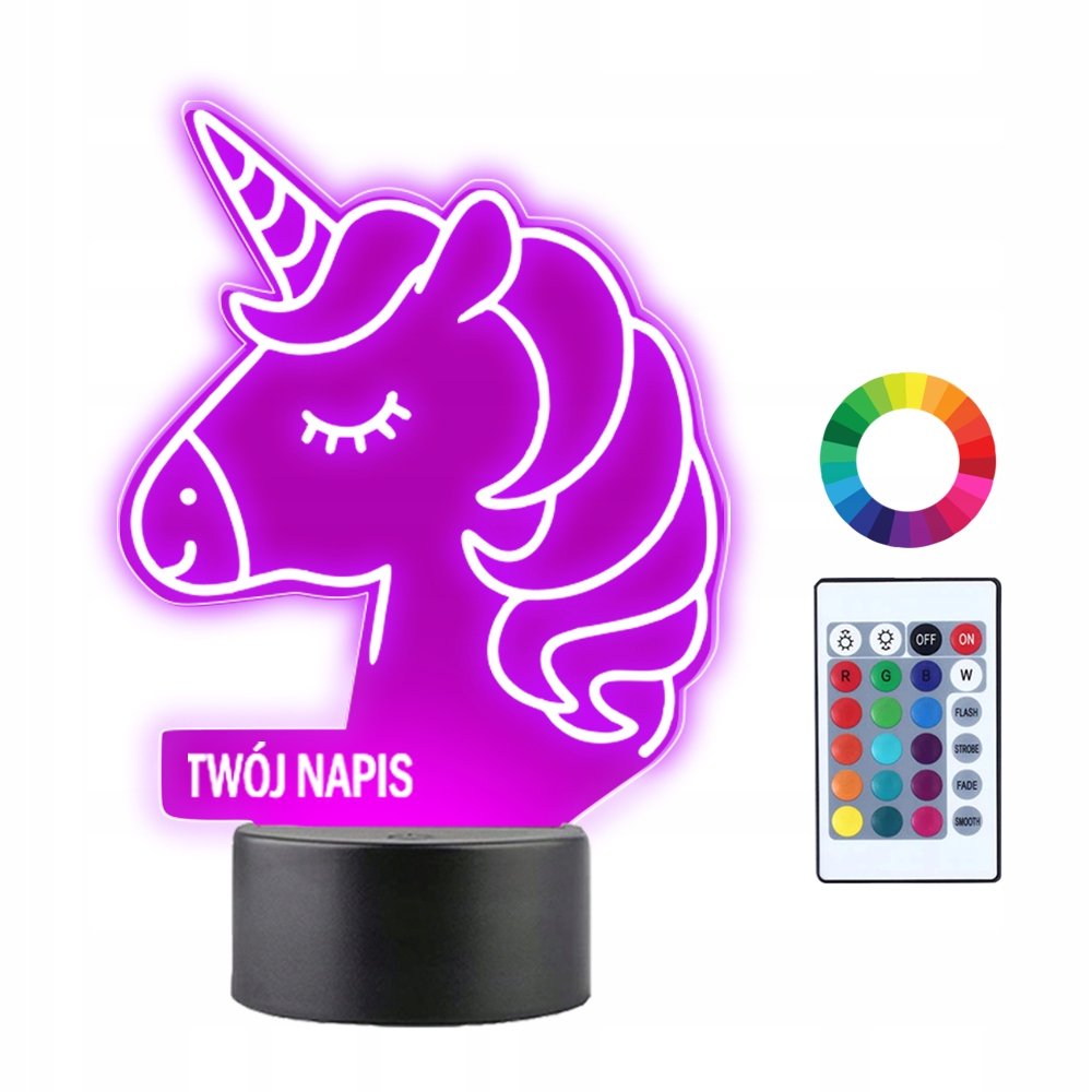 Lampka Nocna 3D LED Kucyk Jednorożec