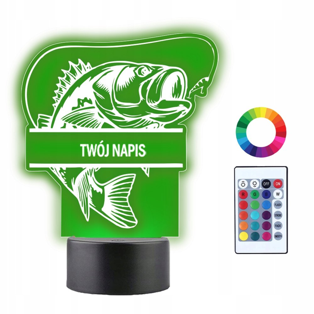 Lampka Nocna 3D Led Ryba na Haczyku Prezent
