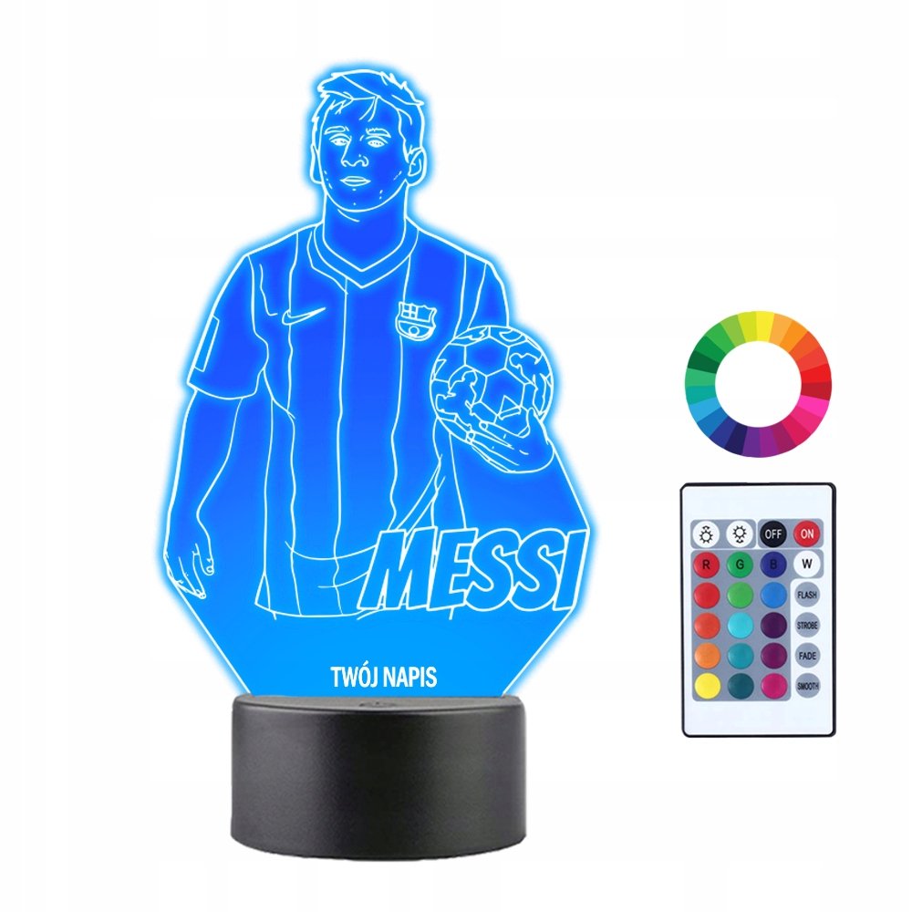 Lampka Nocna 3D LED Messi Fc Barcelona Prezent