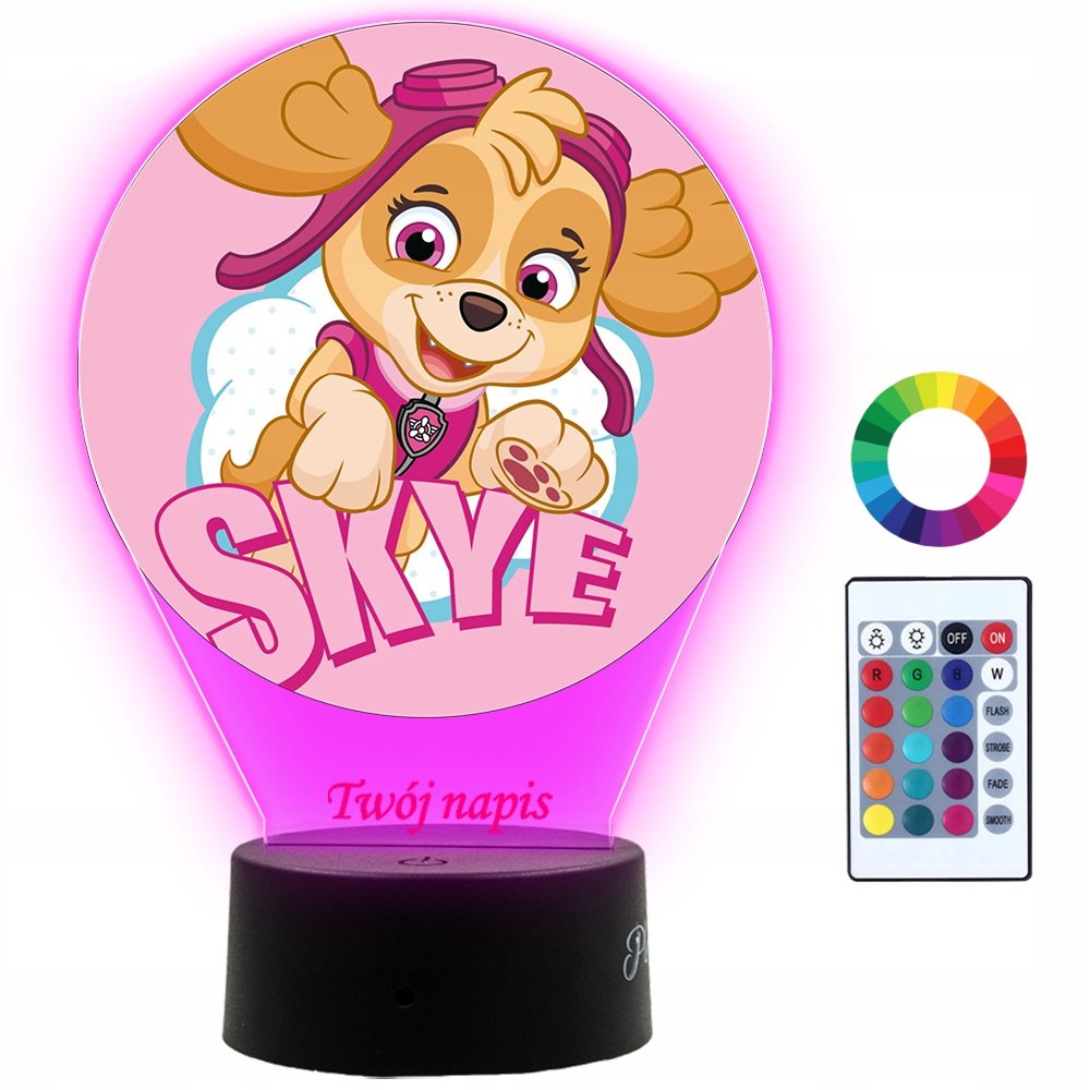 Lampka Nocna z Nadrukiem 3D LED Psi Patrol Skye