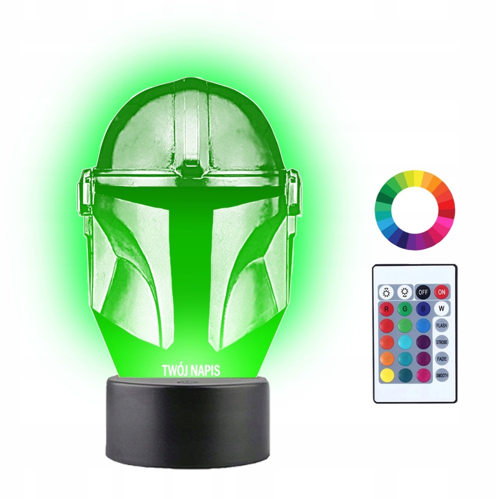 Lampka Nocna 3D LED Mandalorian Maska Prezent