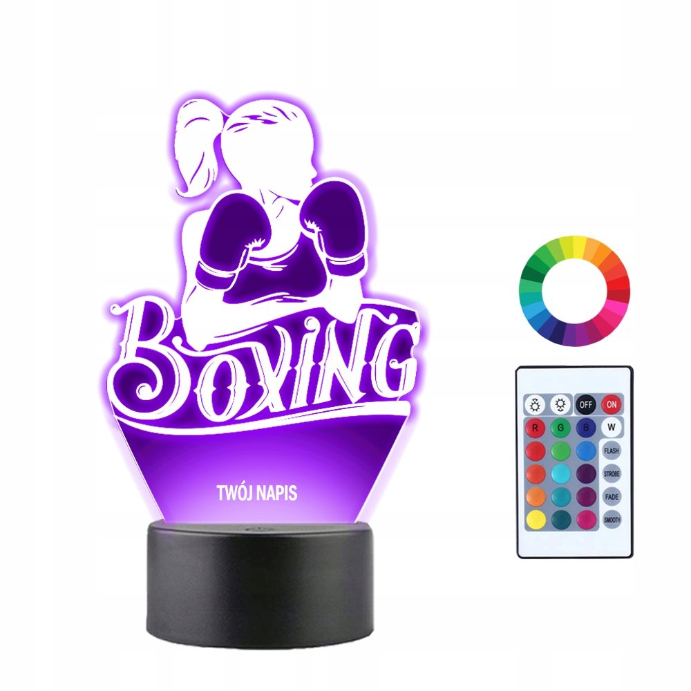 Lampka Nocna 3D LED Kobieta Boks Boxing