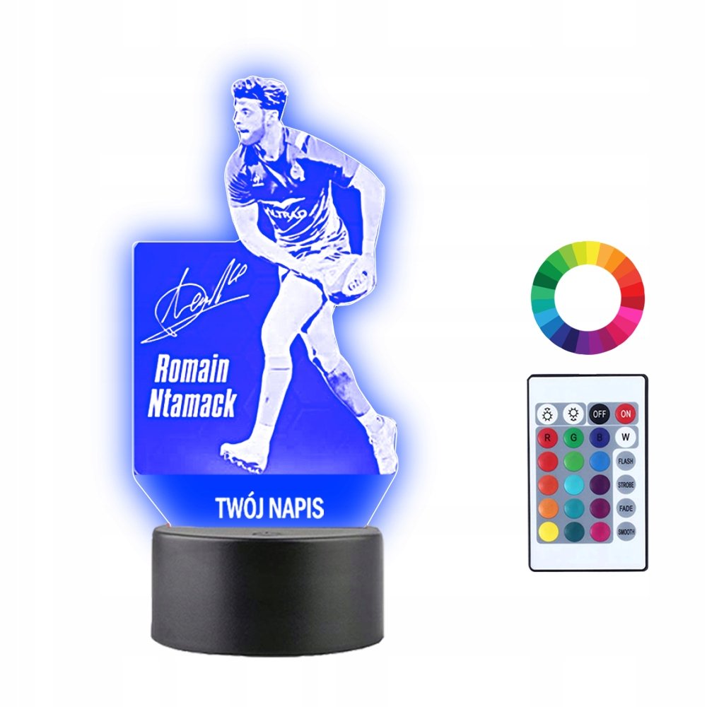 Lampka Nocna 3D LED Romain Ntamack Rugby Prezent
