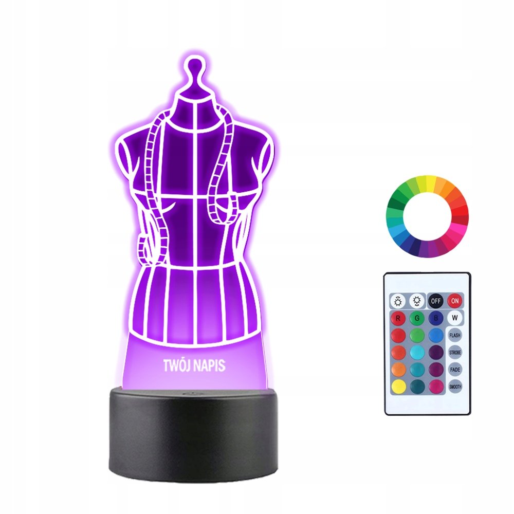 Lampka Nocna 3D LED Projektant Mody Krawiec