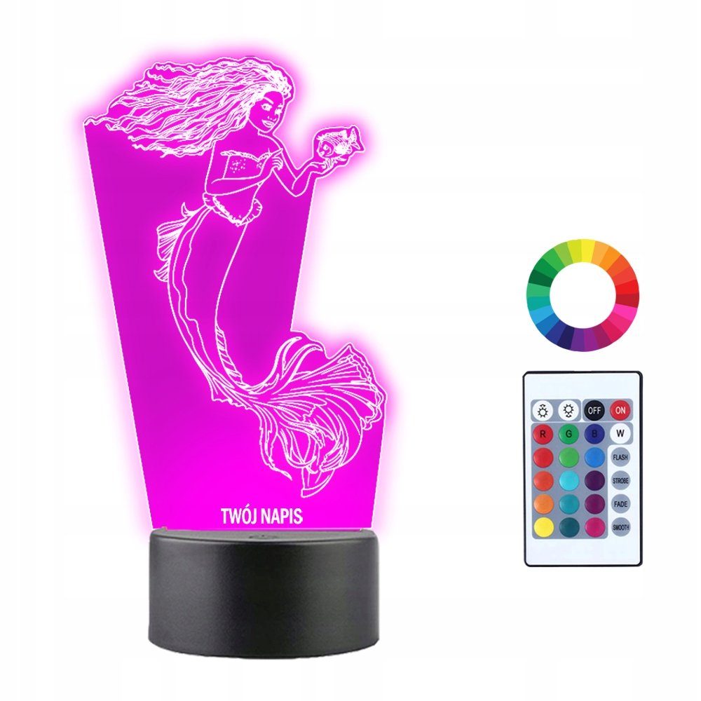 Lampka Nocna 3D LED Mała Syrenka Arielka