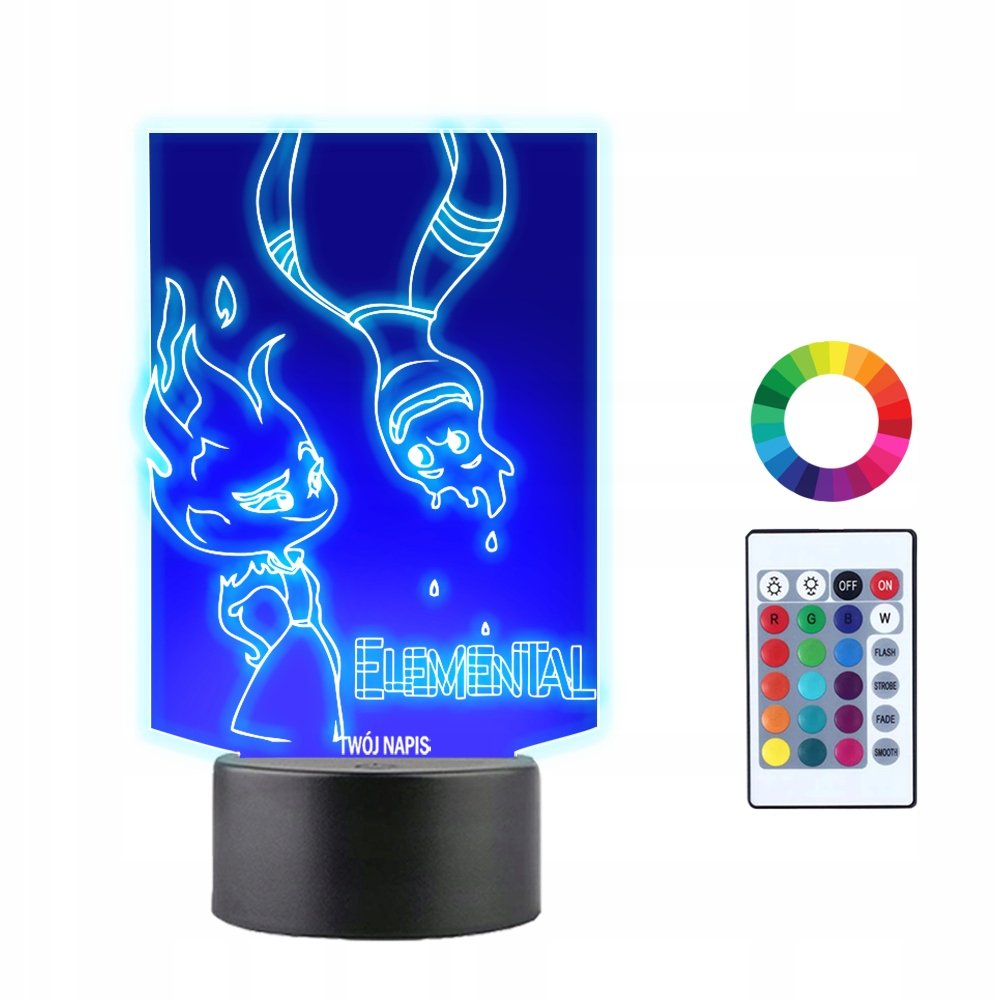 Lampka Nocna 3D LED Między Nami Żywiołami Prezent