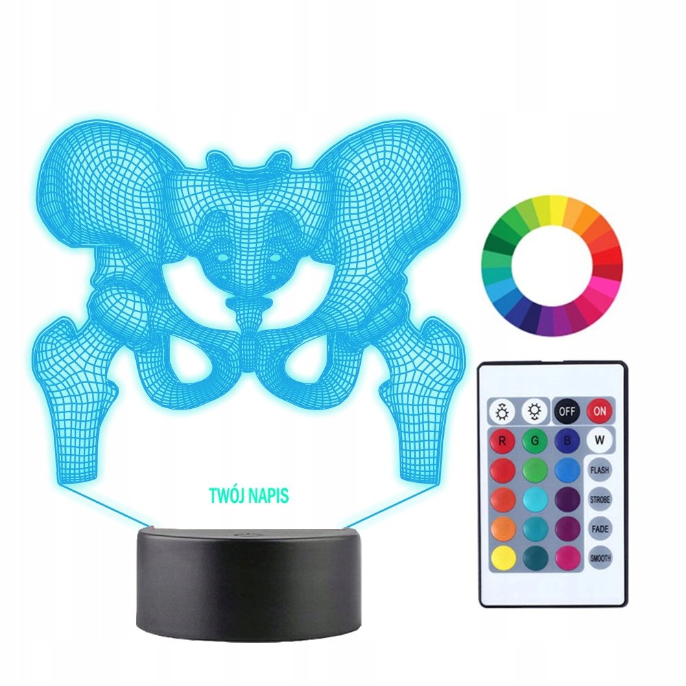 Lampka Nocna 3D LED Miednica Kości