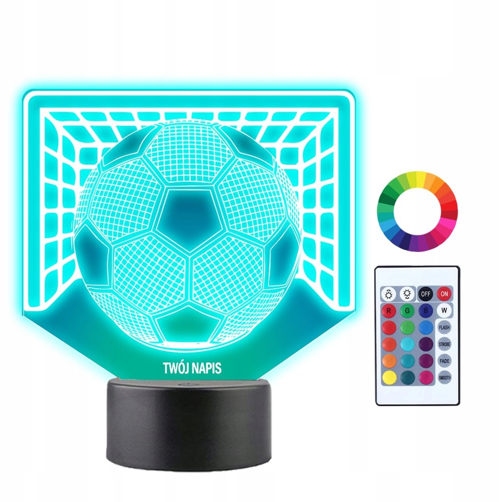 Lampka Nocna 3D LED Piłka Piłkarz Bramka