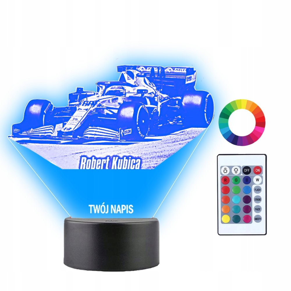 Lampka Nocna 3D LED Robert Kubica Formuła1