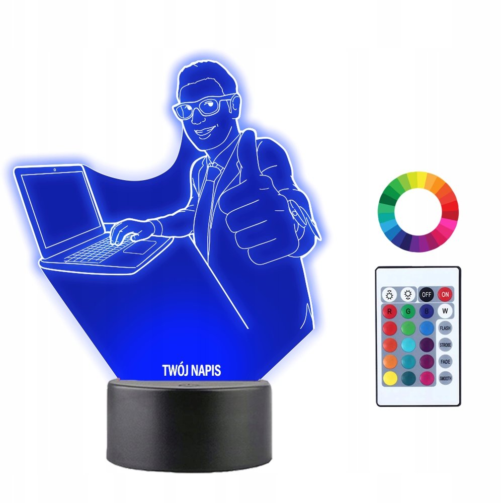 Lampka Nocna 3D LED Programista Komputerowy