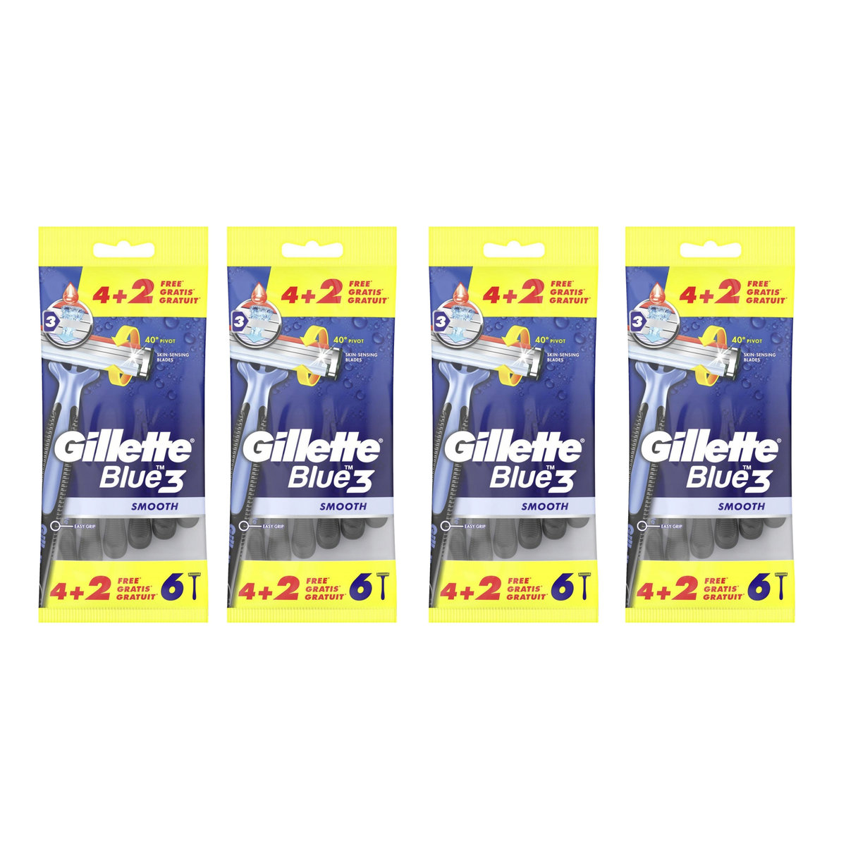 4x Maszynka do golenia GILLETTE Blue 3 Smooth 6 szt.