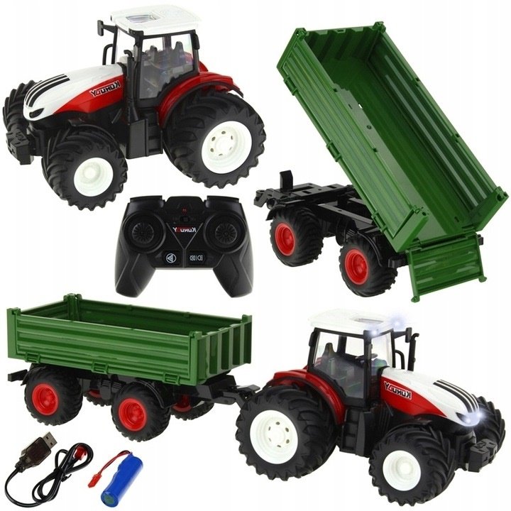 Traktor zdalnie sterowany z przyczepą
