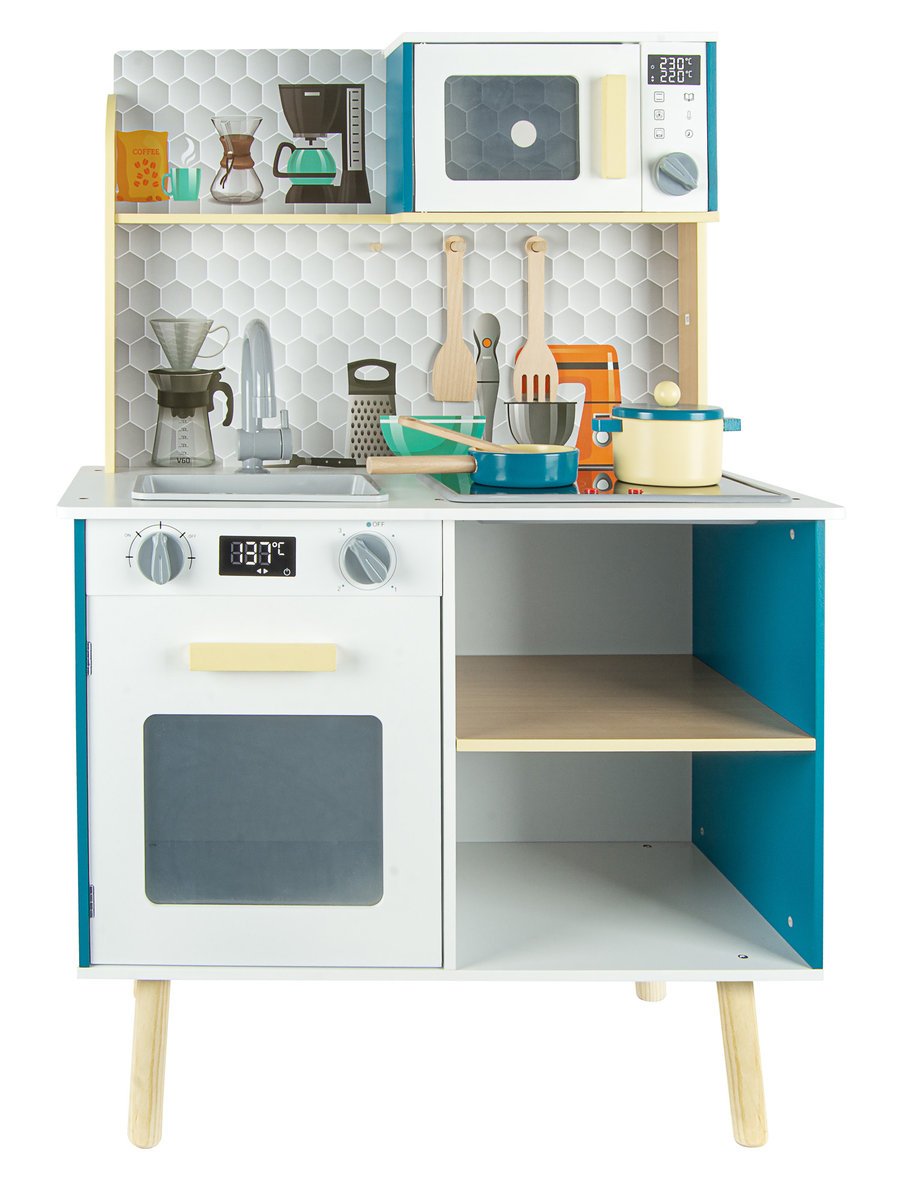 Drewniana kuchnia Monopoli /turkus+biel) do zabawy