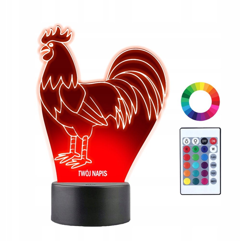 Lampka Nocna 3D LED Kogut Prezent