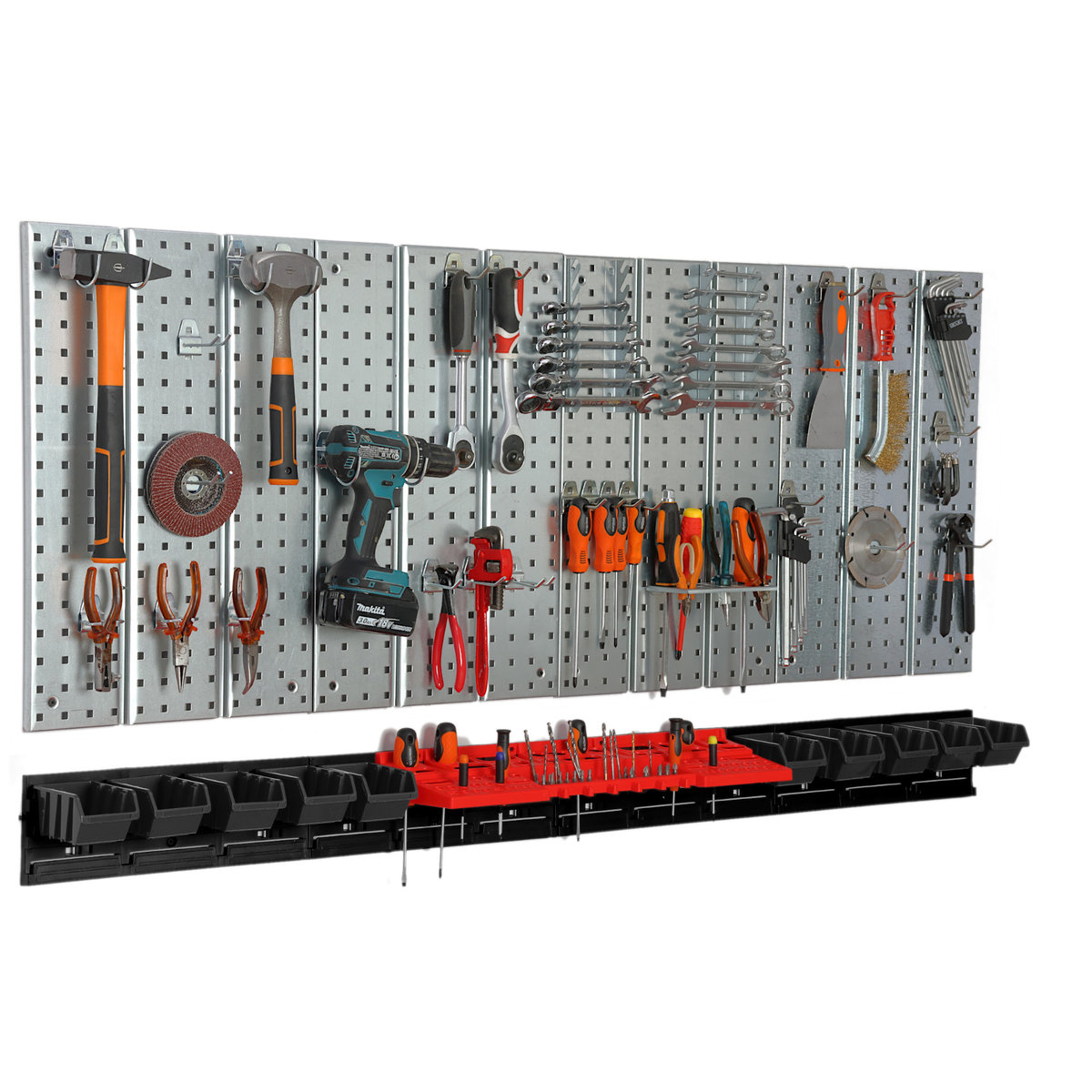 Metalowa tablica narzędziowa uchwyty 10 kuwet