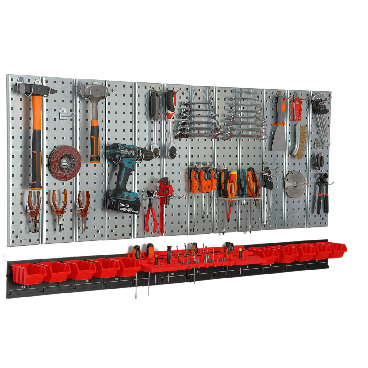 Metalowa tablica narzędziowa uchwyty 10 kuwet