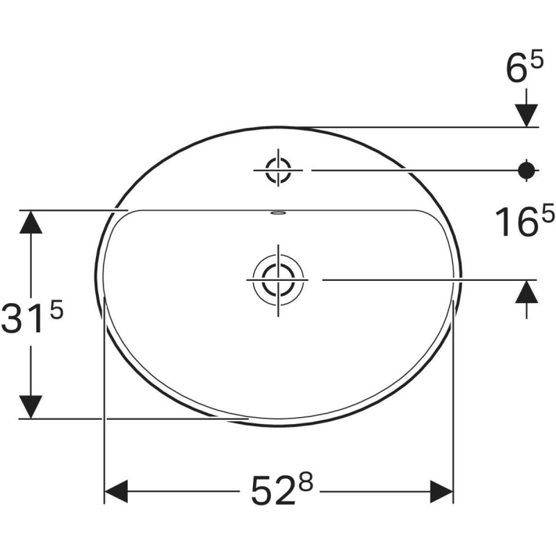 Geberit Variform Umywalka wpuszczana w blat 55x45 cm z otworem na baterię z przelewem biała 500.720.01.2