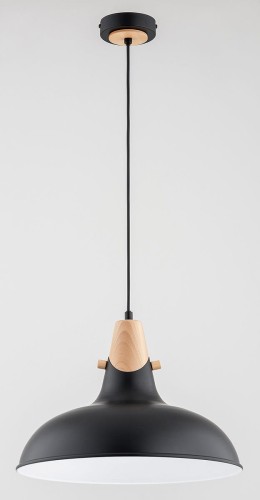 Solo lampa wisząca 1xE27 czarna/drewno 61267