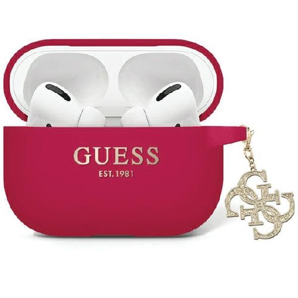 Guess GUAP2LECG4M AirPods Pro 2 cover purpurowy/magenta Liquid Silicone Glitter Triangle Charm