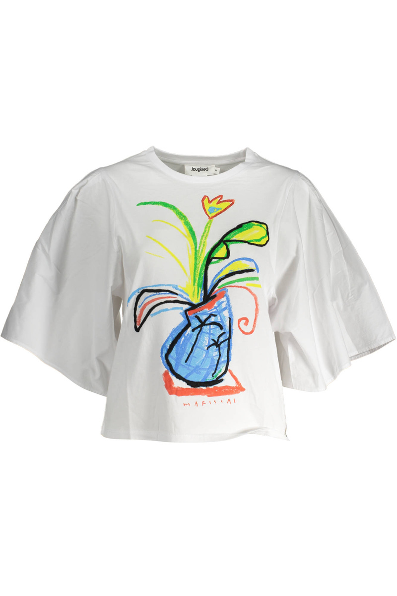 DESIGUAL DAMSKI T-SHIRT Z KRÓTKIM RĘKAWEM BIAŁY