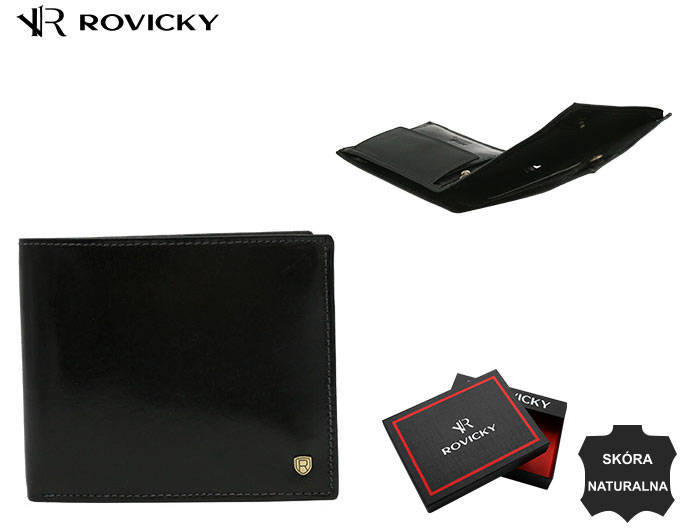 Skórzany portfel męski z systemem RFID — Rovicky