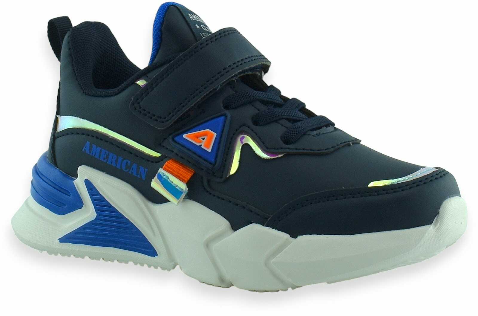 Buty sportowe dla chłopca z hologramem American Club AA20/22 Granatowe
