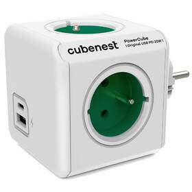 Gniazdo rozgałęźnika CubeNest Powercube Original USB PD 20W, USB, USB-C, 4x zásuvka (PC220GN) Biała/Zielona