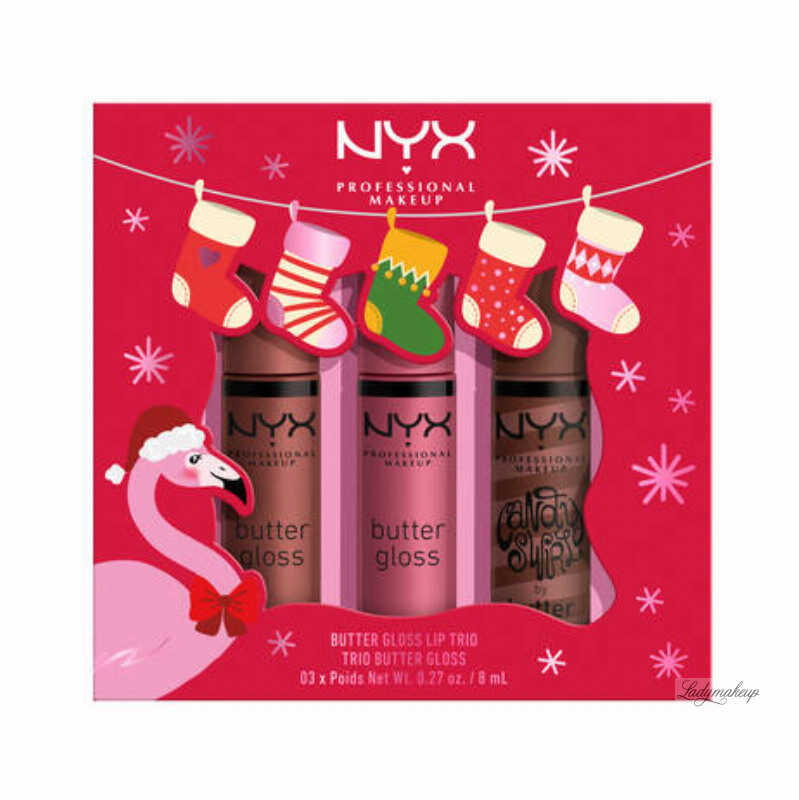 NYX Professional Makeup - BUTTER GLOSS LIP TRIO - HOLIDAY GIFT SET - Zestaw prezentowy 3 błyszczyków do ust Butter Gloss - 3 x 8 ml - 01