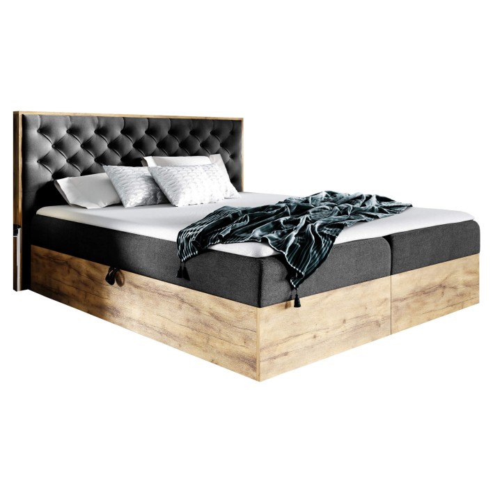 Łóżko kontynentalne 120x200 WOOD3 / materac, pojemnik