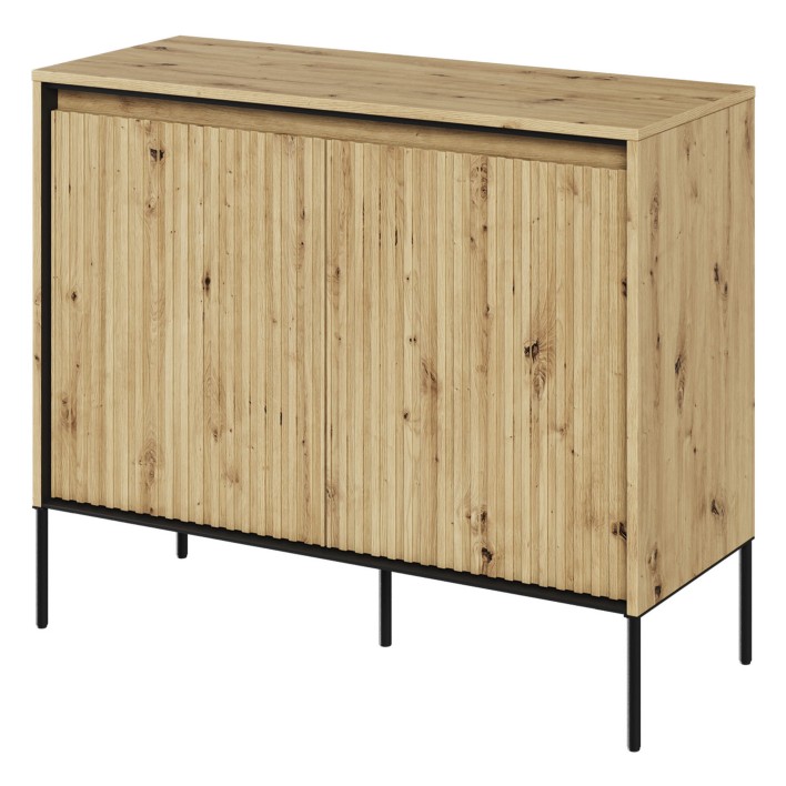 Komoda frezowana TREND 02 dąb artisan/czarne nogi