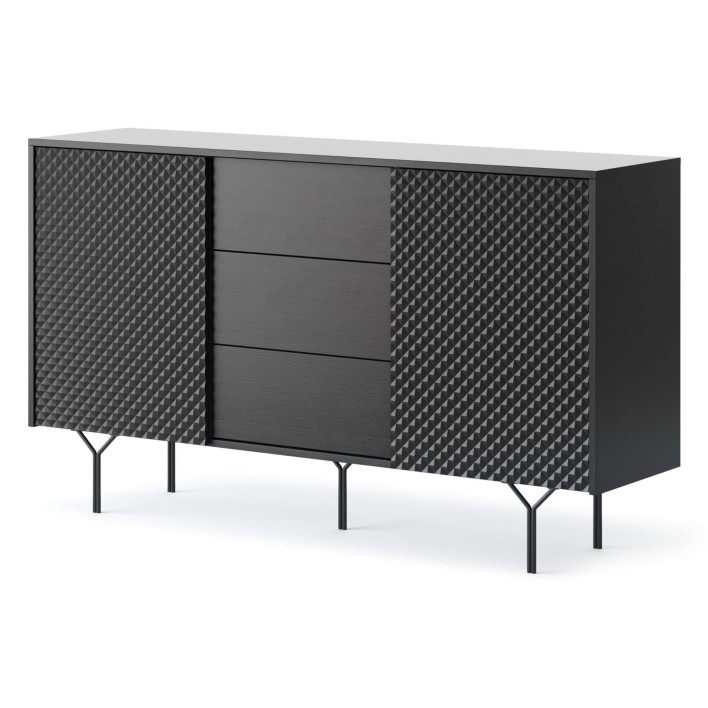Komoda RAVEN KSZ144 2D / czarna, front 3D