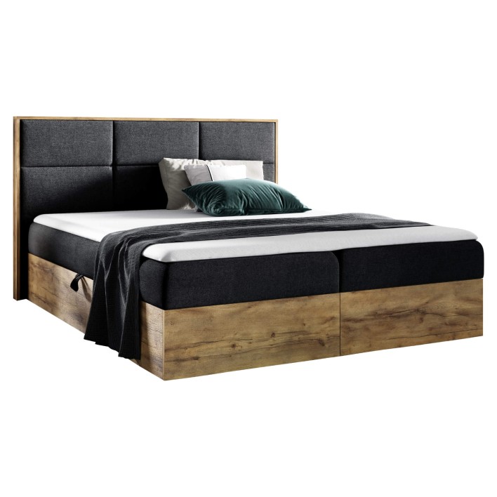 Łóżko kontynentalne 120x200 WOOD2 / materac, pojemnik